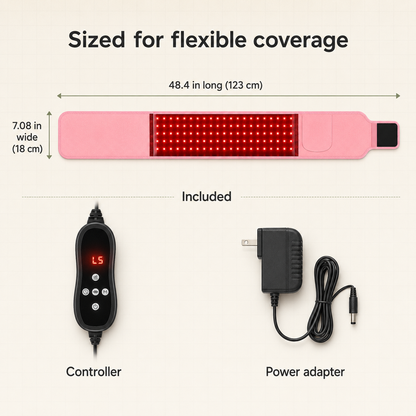 Red Light Therapy Belt 660nm & 850nm | 2000W/m² LED with 4 Settings & Timer