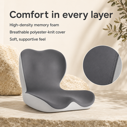Memory Foam Seat Cushion with Back Support - L-Shaped, Washable Cover for Home, Office, and Car Chairs