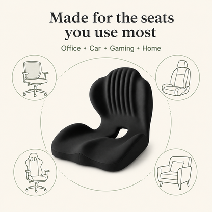 Ergonomic Seat Cushion with Back Support – Memory Foam for Office, Car, Home