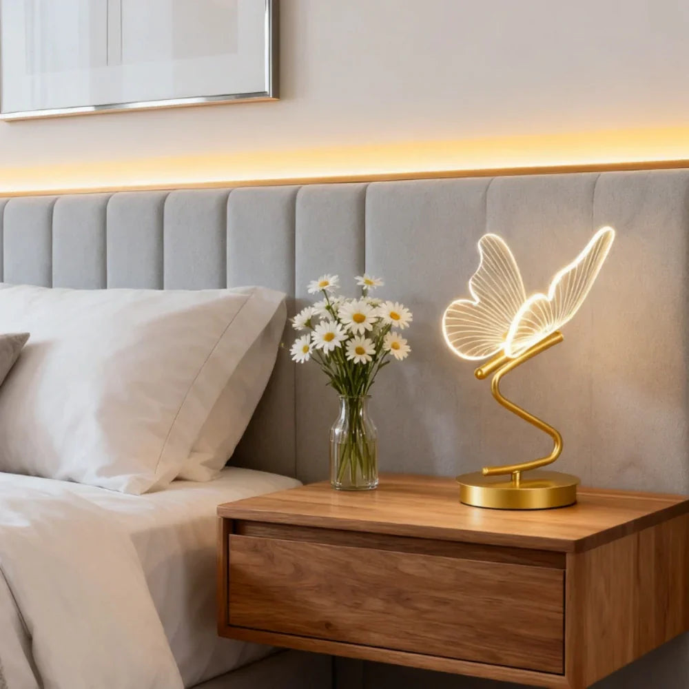 Versatile Table Lamp with Butterfly Wings Design