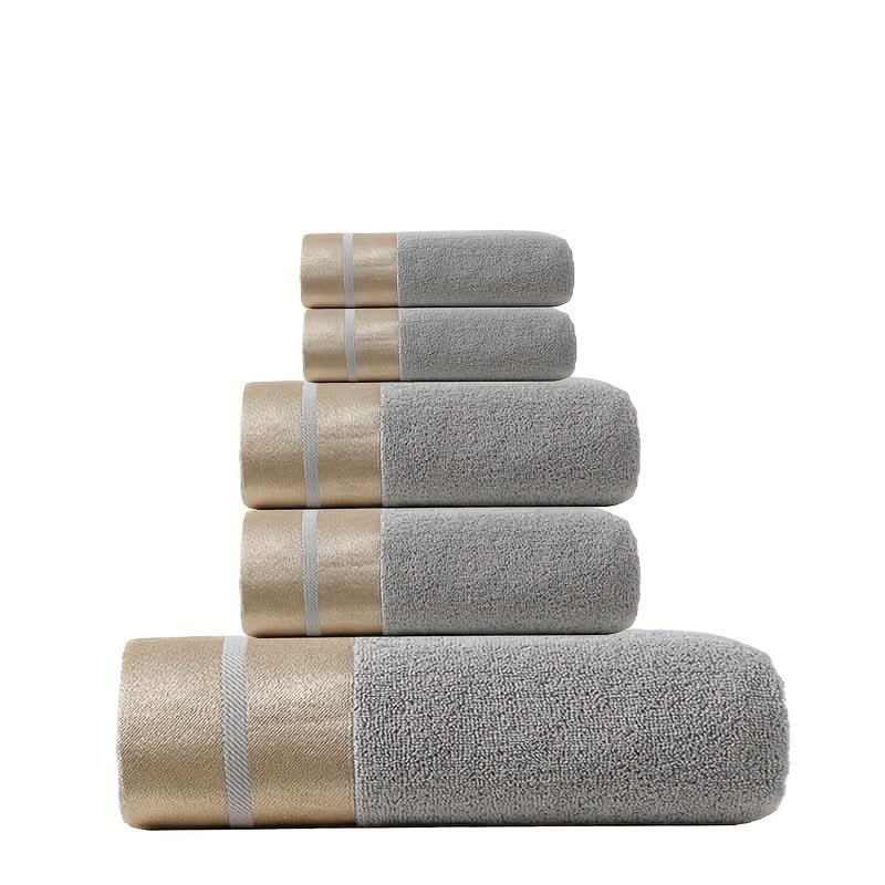 Soft Luxury Bathroom Towel Set Collection in Golden Weave