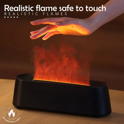 Ultrasonic Humidifier with LED Flame Effect, Timer & Auto Shut-Off - USB 5V Aromatherapy Diffuser