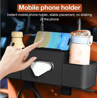 Waterproof Backseat Organizer with Cup Holders and Tissue Pocket