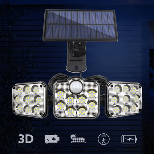 Triple-Head Solar-Powered LED Wall Light
