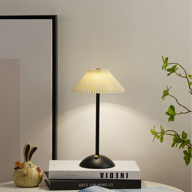 Fabric Table Lamp with Brass Cone Shade