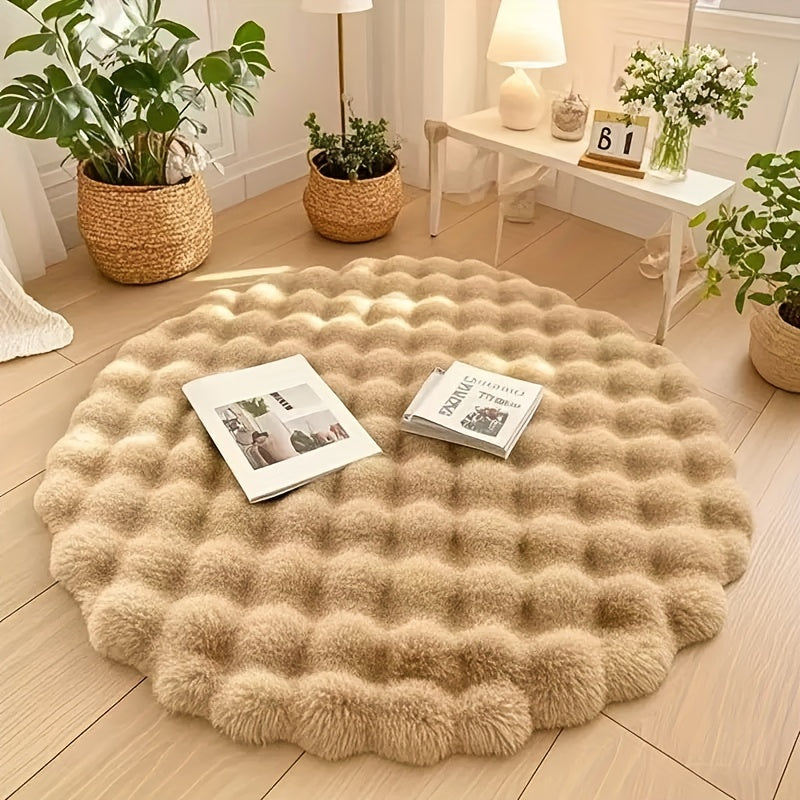 Soft Plush Circular Area Carpet - Fluffy Round Rug for Bedroom Decor