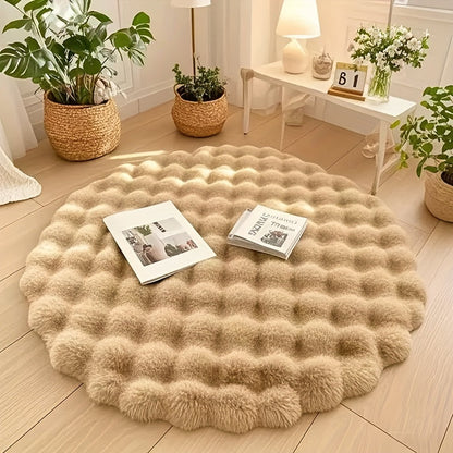 Soft Plush Circular Area Carpet - Fluffy Round Rug for Bedroom Decor