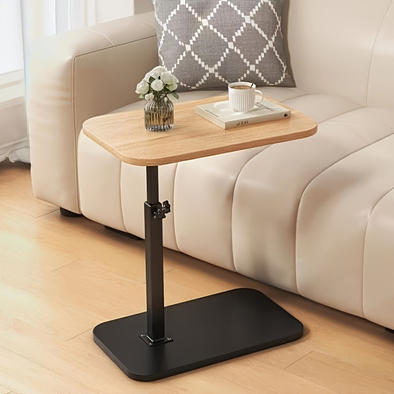 Wooden Side Table with Metal Frame – Adjustable Comfort Design