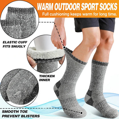 Men's Thermal Winter Socks - 3 Pairs, Thick Warm Wool, Mid-Length for Skiing & Outdoor Use