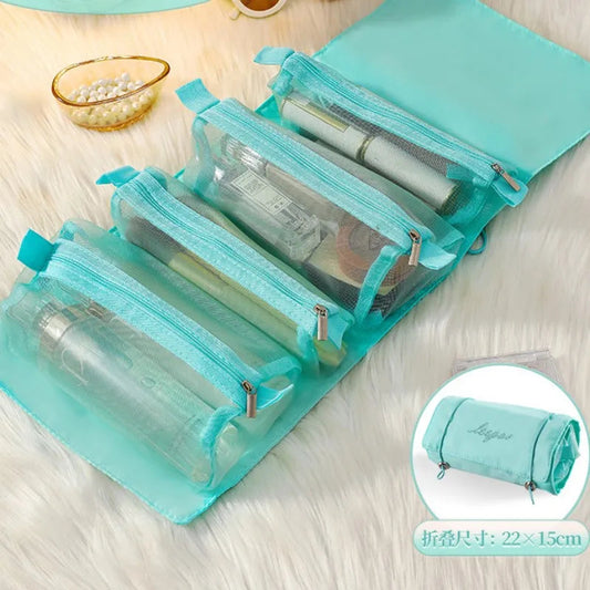 4-in-1 Removable Cosmetic Organizer Bag | Spacious & Portable | Foldable Travel Beauty Case