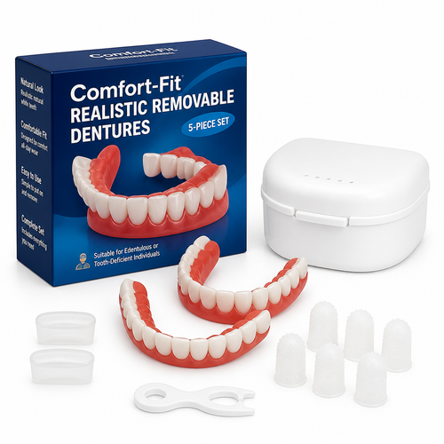Natural-Look Comfort Denture Set for Effortless Wear
