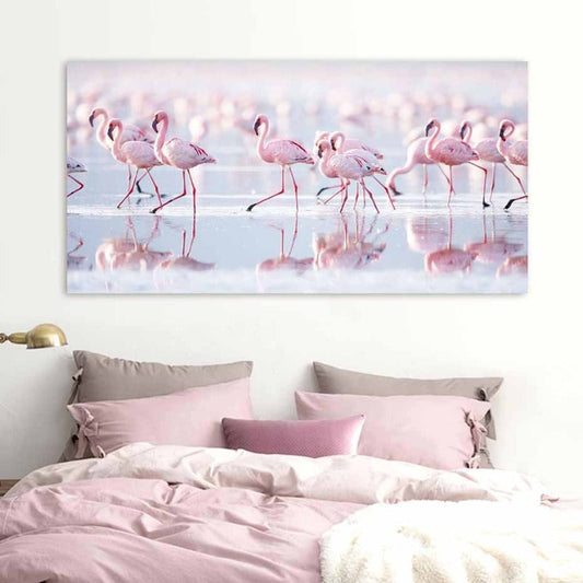 Canvas Painting of a Flamingo in a Lake - Wall Art Decor