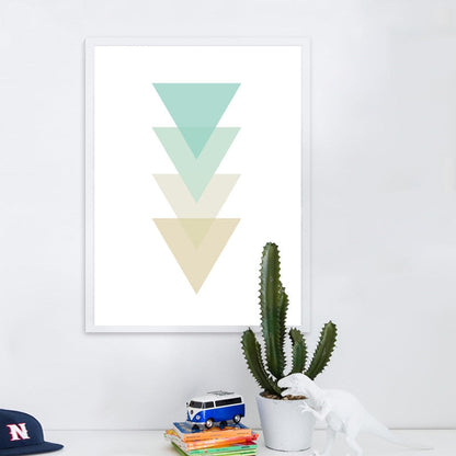 Geometric Triangles in Mint - Canvas Wall Art for Modern Spaces