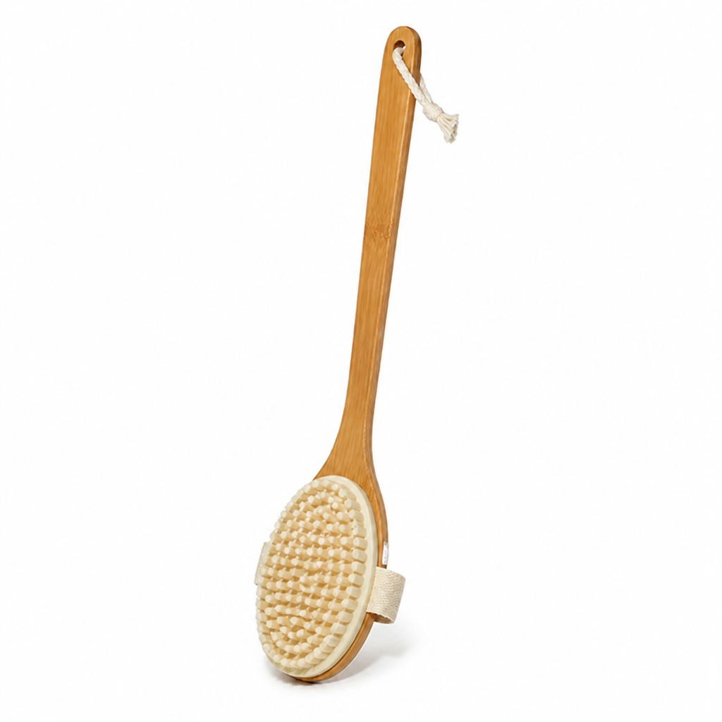 Premium Natural Bristle Bath Brush with Extended Handle