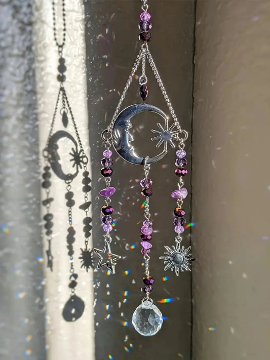 12 cm Glass Ornament - Lunaria Moon Goddess Crystal Pendant for Home & Garden Decor