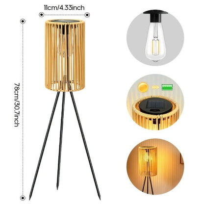 Handcrafted Solar Floor Lamp in Rattan Weave