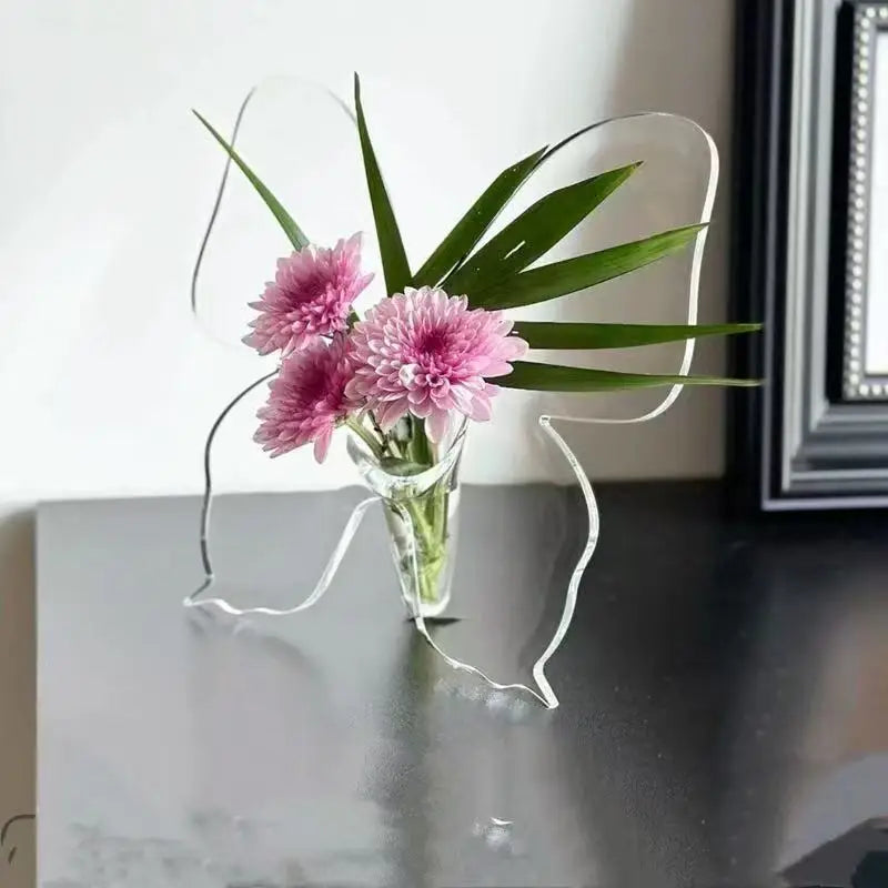 Transparent Butterfly Vase | Decorative Table Vase | Modern Design | Plastic