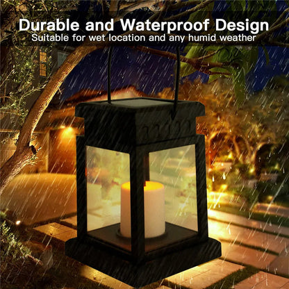 Outdoor Solar Lantern with LED Candle Effect | Waterproof IP44 | Perfect for Garden & Patio