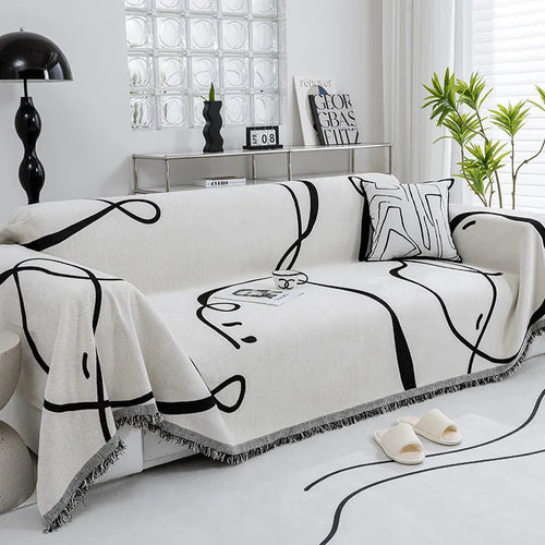 Chenille Sofa Cover Set in Black – Dust Resistant, Soft, and Versatile