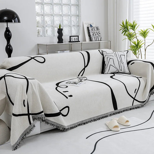 Chenille Sofa Cover Set in Black – Dust Resistant, Soft, and Versatile