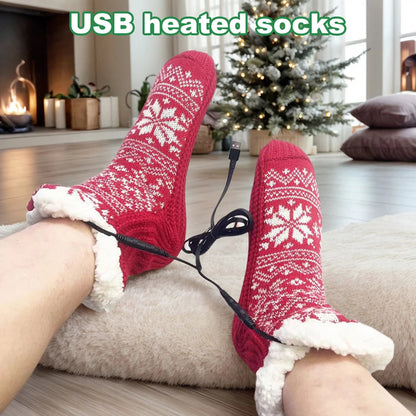 USB Heated Socks – Cozy Knitted Design, Non-Slip, Perfect for Home and Office