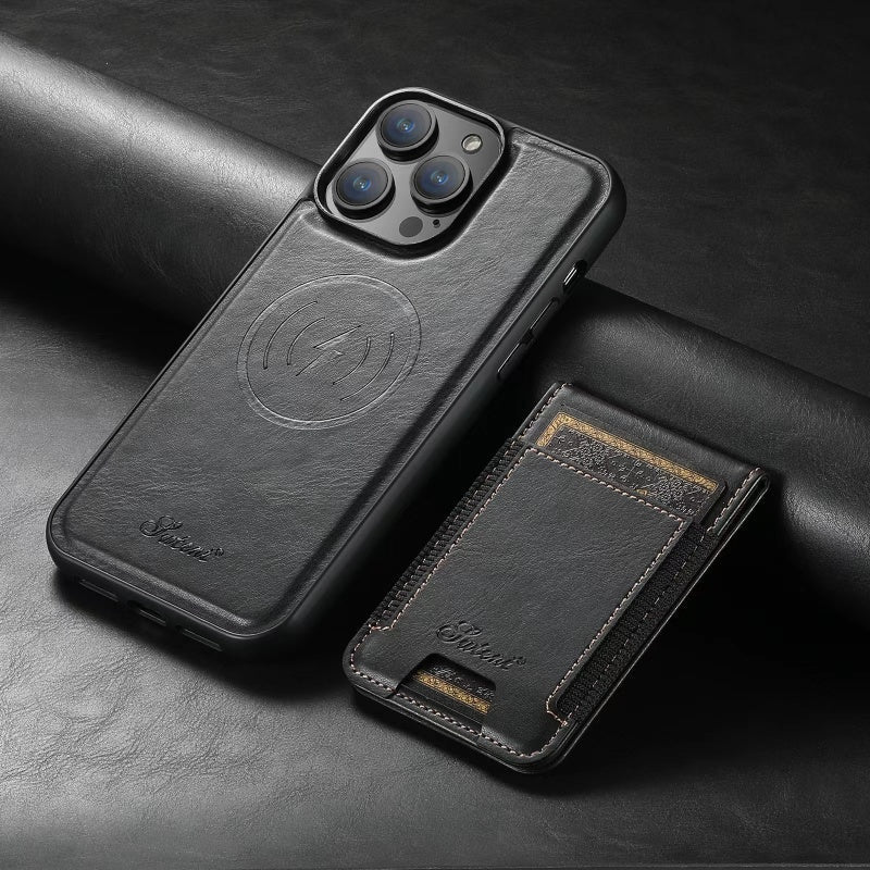 Leather Phone Case with Card Holder and Stand – Compatible with iPhone