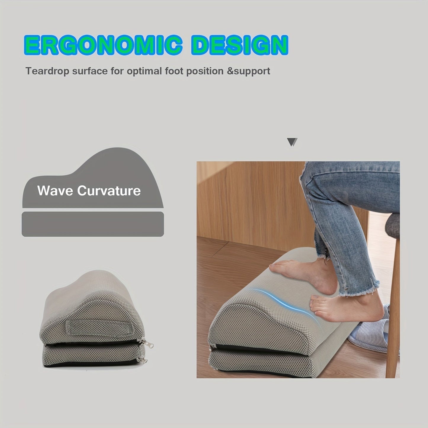 Adjustable Non-Slip Footrest with Memory Foam for Ergonomic Support