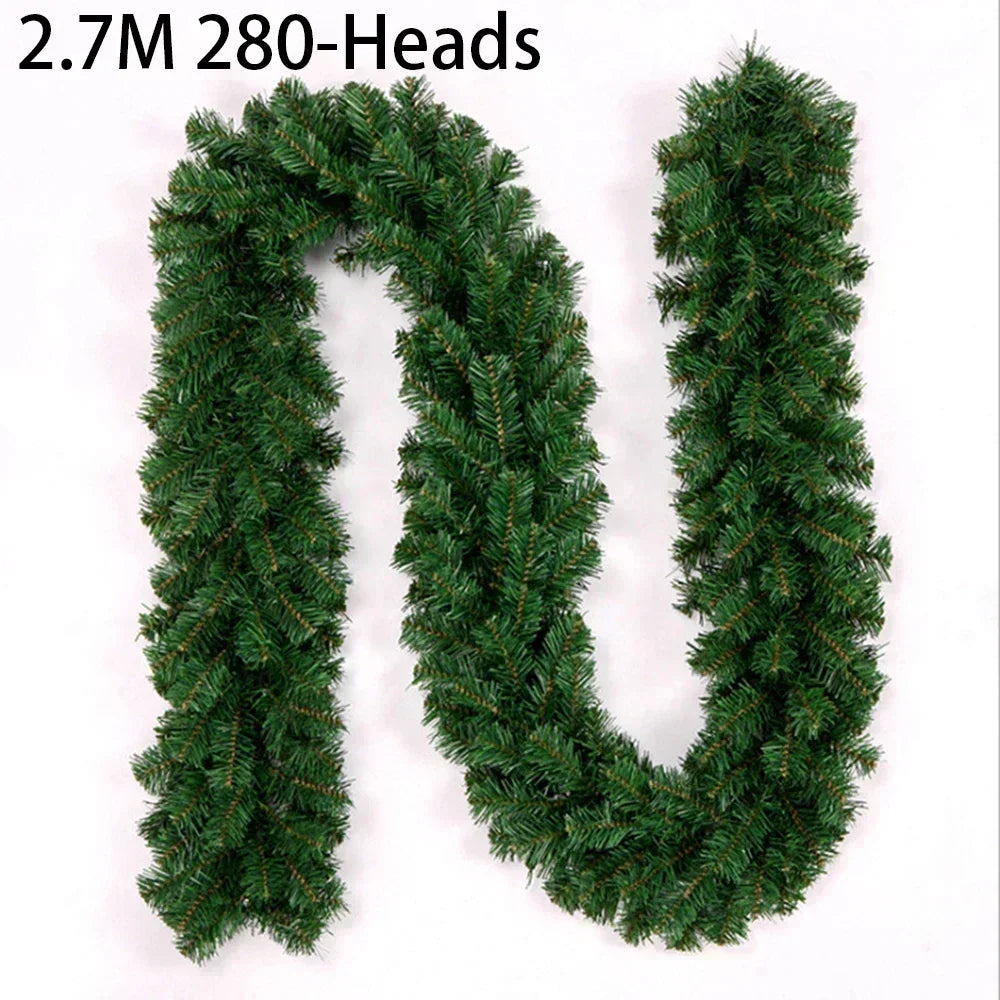 Artificial Pine Garland for Holidays | 2.7 m Thick PVC Christmas Décor for Stairs, Fireplace & Windows