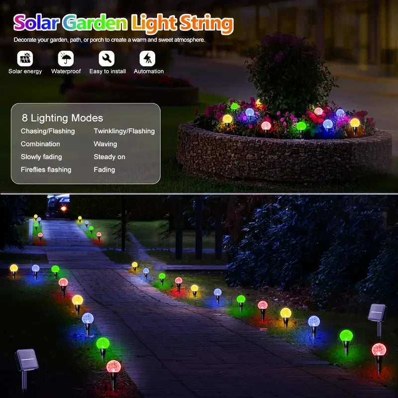 30 LED Solar String Lights | 8 Lighting Modes | Warm White or Multicolor | Perfect for Garden & Pathways