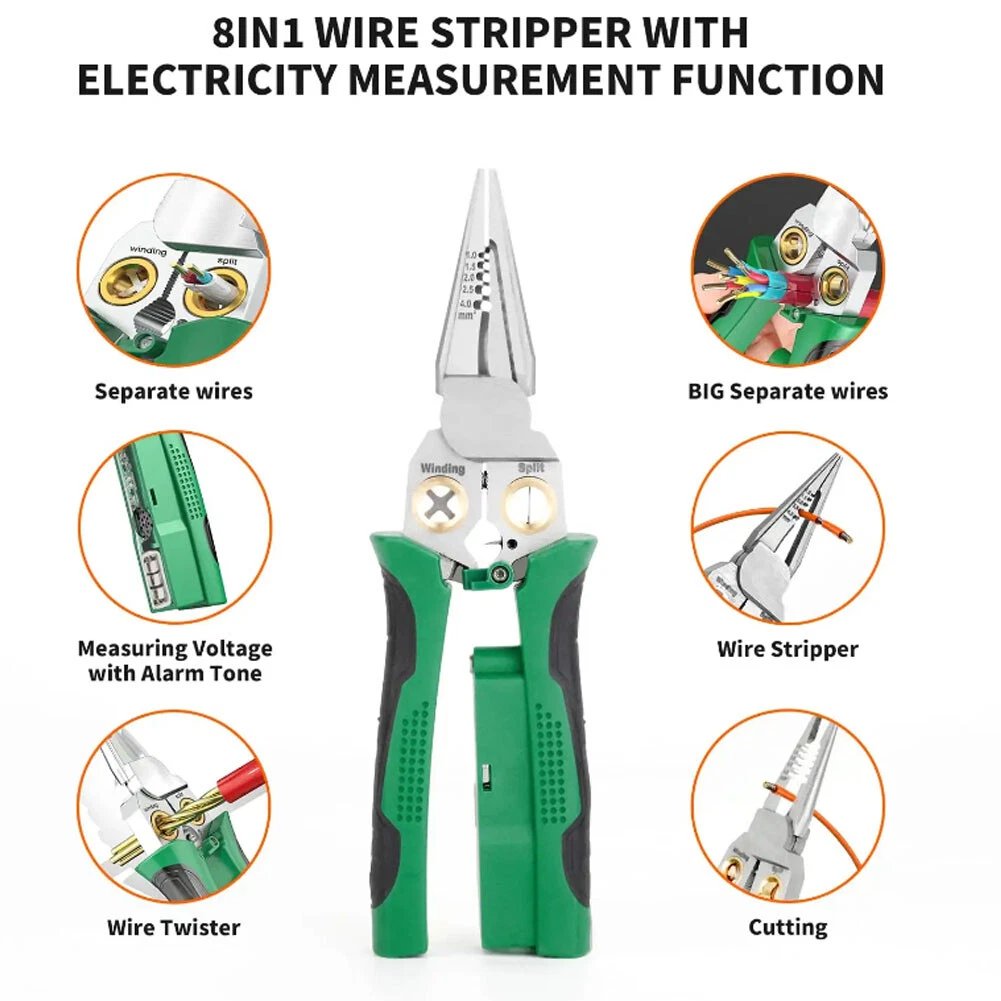 Versatile 8-in-1 Wire Stripper and Cutter Tool