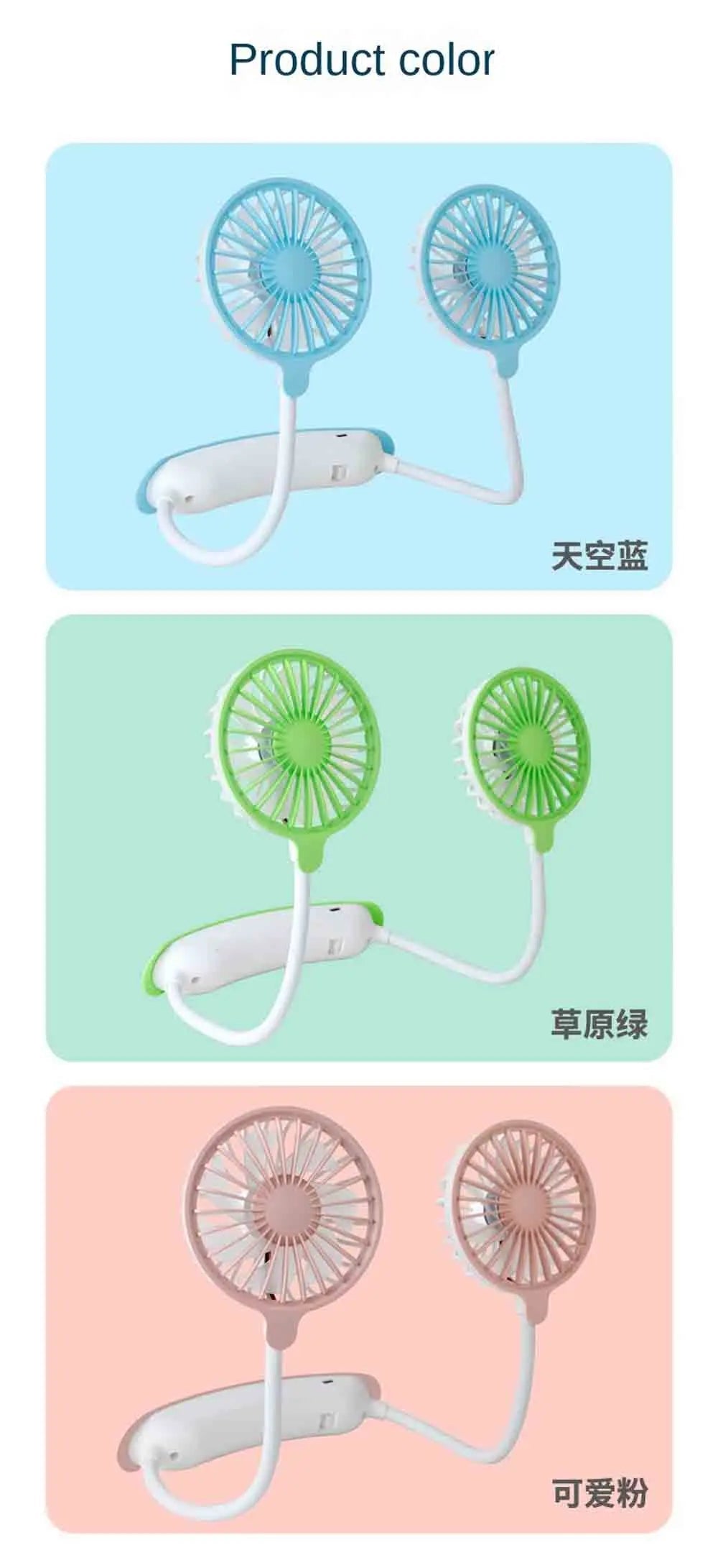 Portable 30 cm Neck Fan | USB Rechargeable Neckband Cooler for Sports, Office & Outdoor