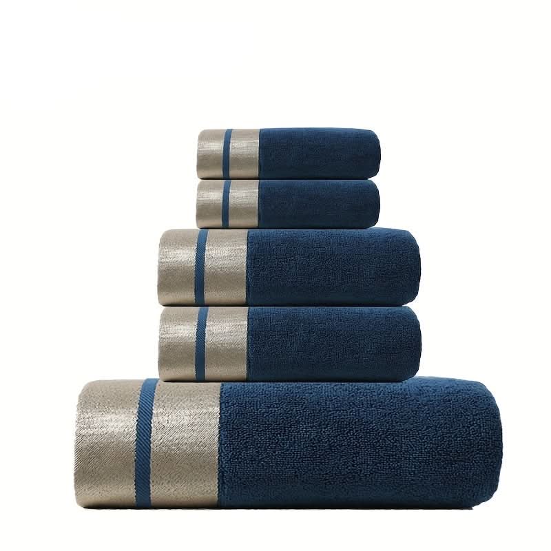 Soft Luxury Bathroom Towel Set Collection in Golden Weave