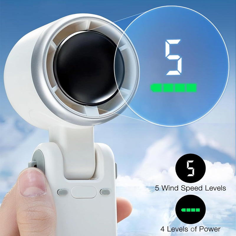 Portable Handheld Fan with 5 Speed Settings - Foldable Design