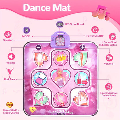 Children's Pink Dance Mat with Scoring Feature and Rhythm Game – No TV