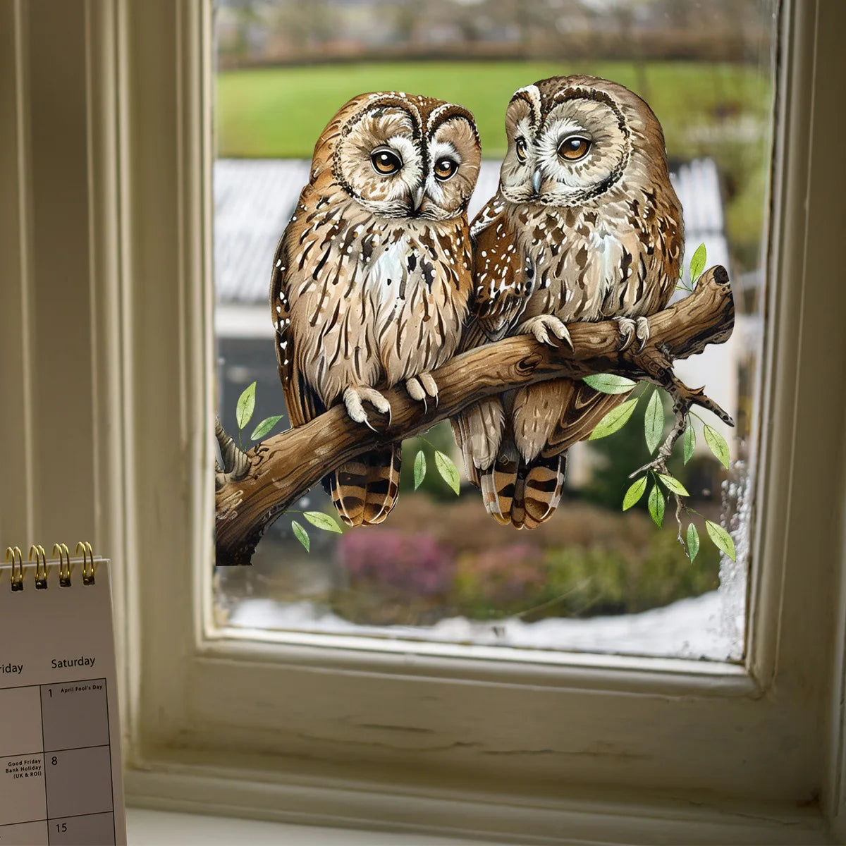 Self-Adhesive Wall Sticker Featuring Owl on Floral Branch | PVC Material
