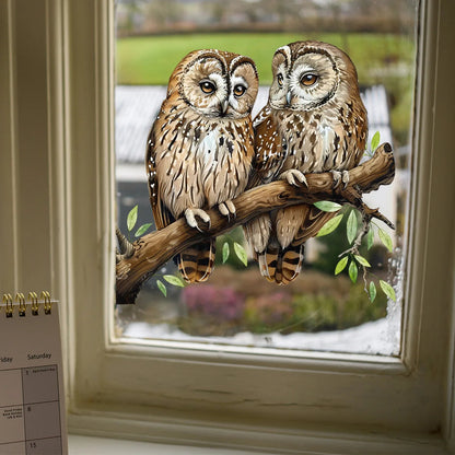 Self-Adhesive Wall Sticker Featuring Owl on Floral Branch | PVC Material