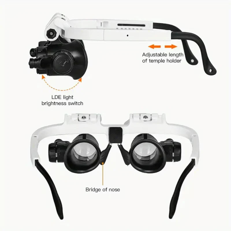 Hands-Free Magnifier with LED Light for Precision Tasks