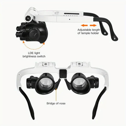Hands-Free Magnifier with LED Light for Precision Tasks
