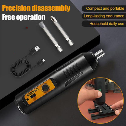 Compact Electric Screwdriver with Versatile Bit Set for Home Use
