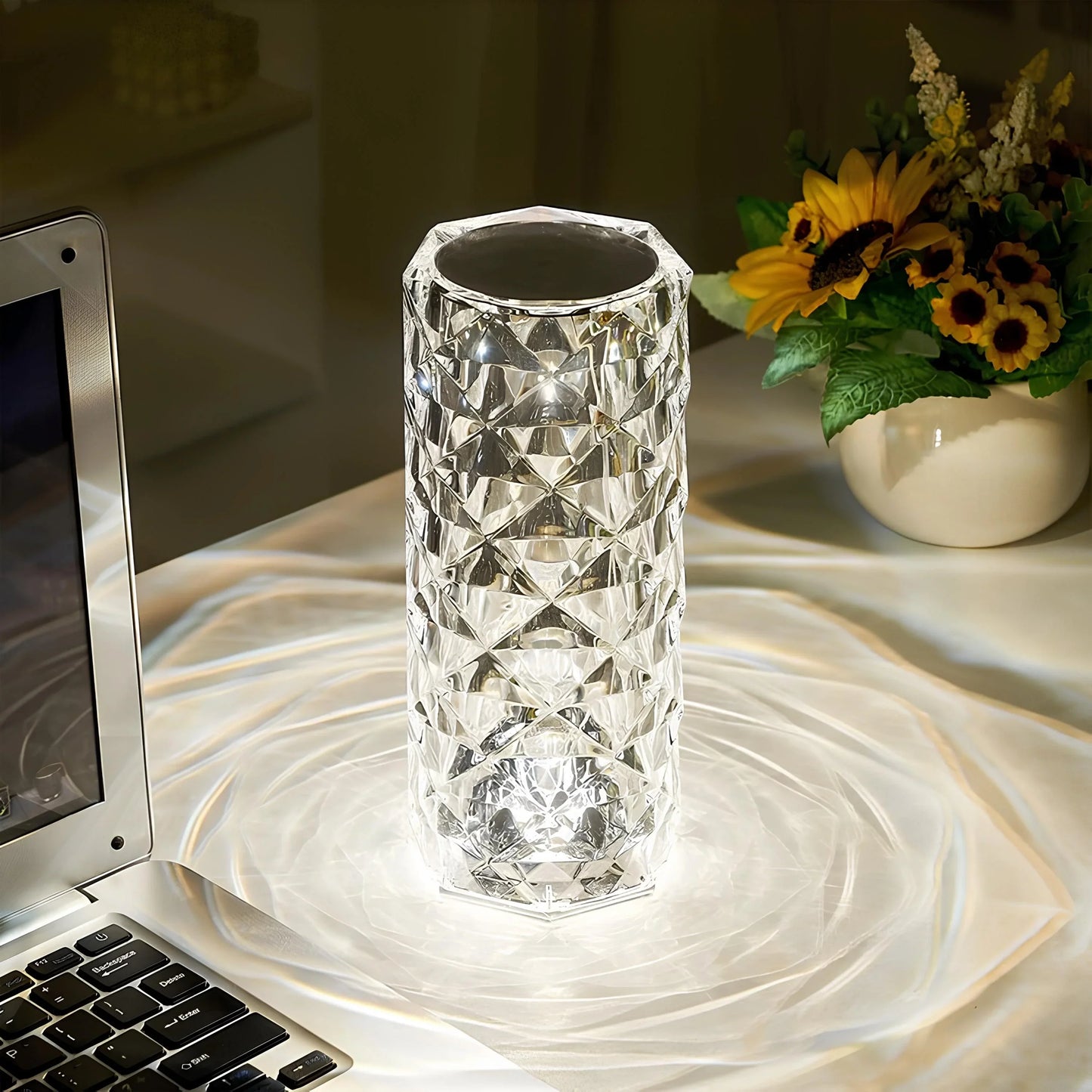 Multi-Color Lighting Adjustable Touch Lamp with Sparkling Crystals
