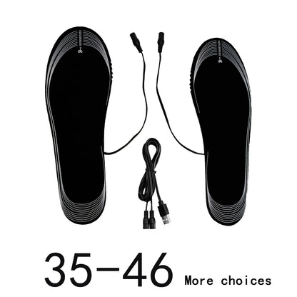 Rechargeable Heated Insoles with USB - Customizable Warm Inserts Size 35-46 for Outdoor Skiing Winter Foot Comfort