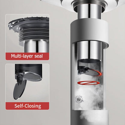 Floor Drain with Hair Catcher and Self-Closing Mechanism