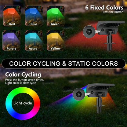 Garden Solar Spotlight with 37 RGB LEDs | Waterproof IP65 | Wall and Ground Mount | Color Changing
