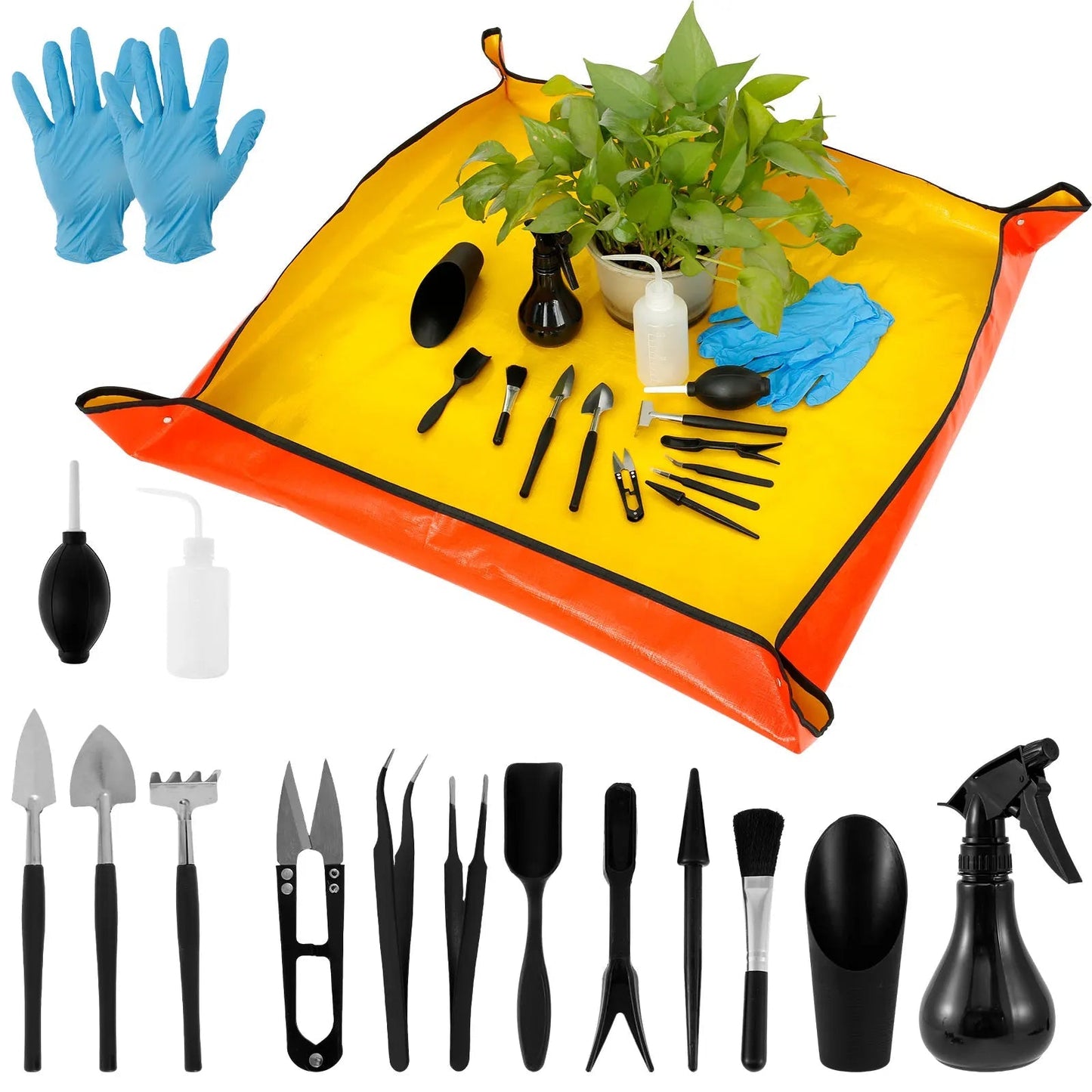 Mini Gardening Tool Set – 13 or 16 Pieces with Repotting Mat for Succulents & Bonsai