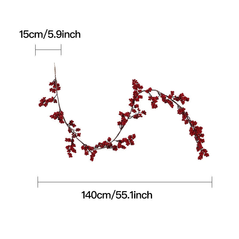 Artificial Berry Garland for Stylish Winter & Christmas Decor - Red Berries