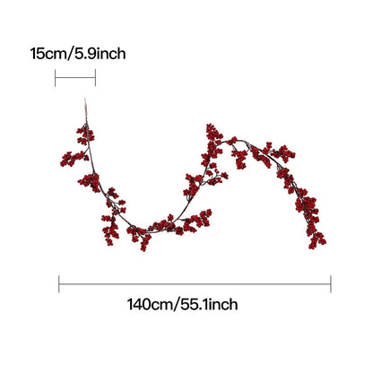 Artificial Berry Garland for Stylish Winter & Christmas Decor - Red Berries