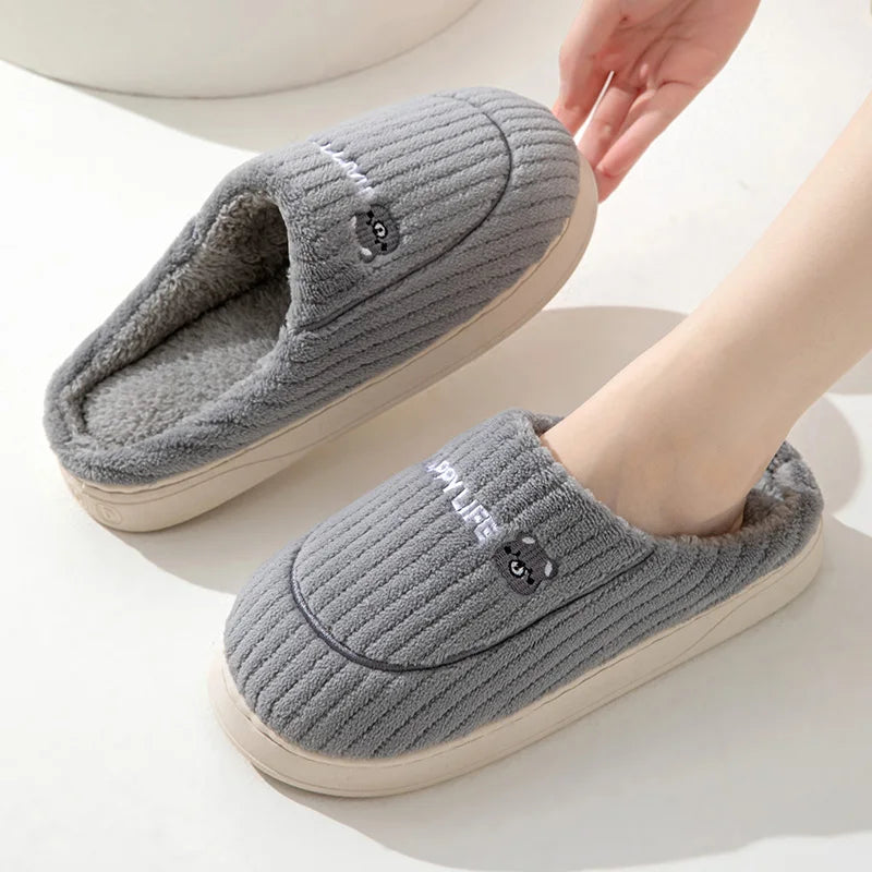 Soft Cotton Slippers for Men and Women - Lightweight & Insulating - Gray