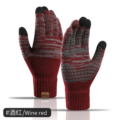Men's Knitted Gloves - Touchscreen Compatible, Non-Slip, Fleece Lined, Stretchy and Warm for Autumn & Winter