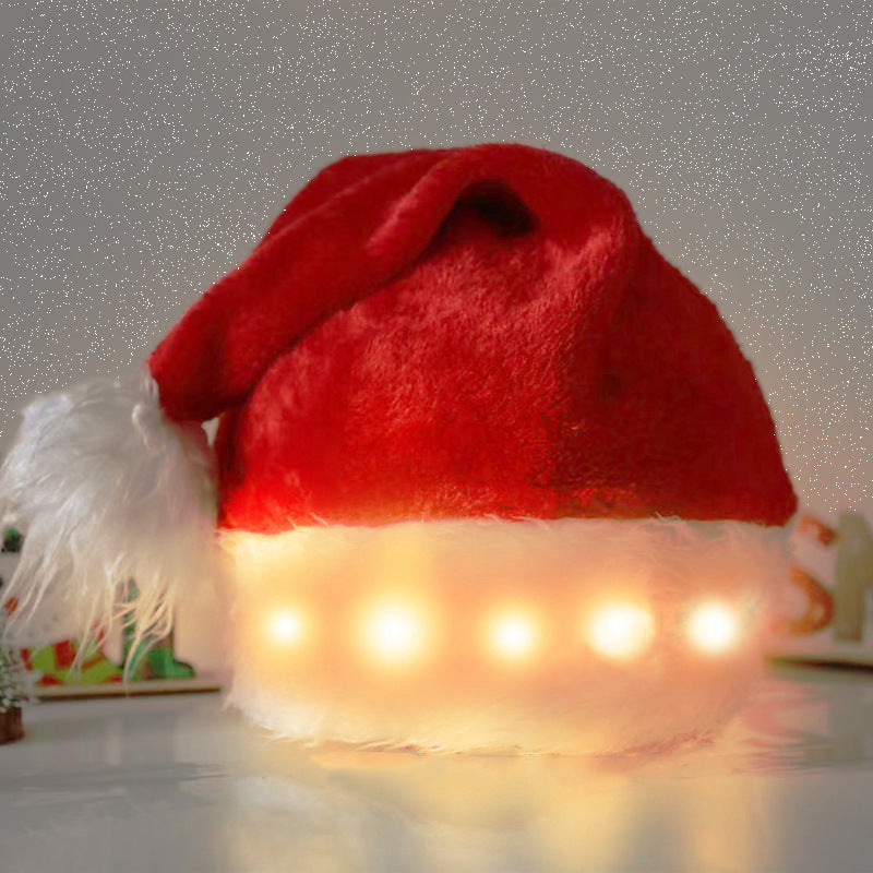 Illuminated Santa Hat with LED Lights – Soft Plush Christmas Beanie