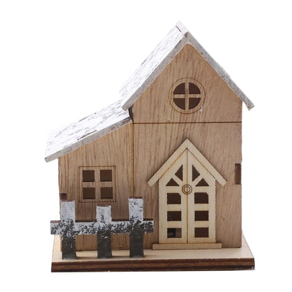 Handcrafted Wooden Christmas House with LED Light – Warm White Glow